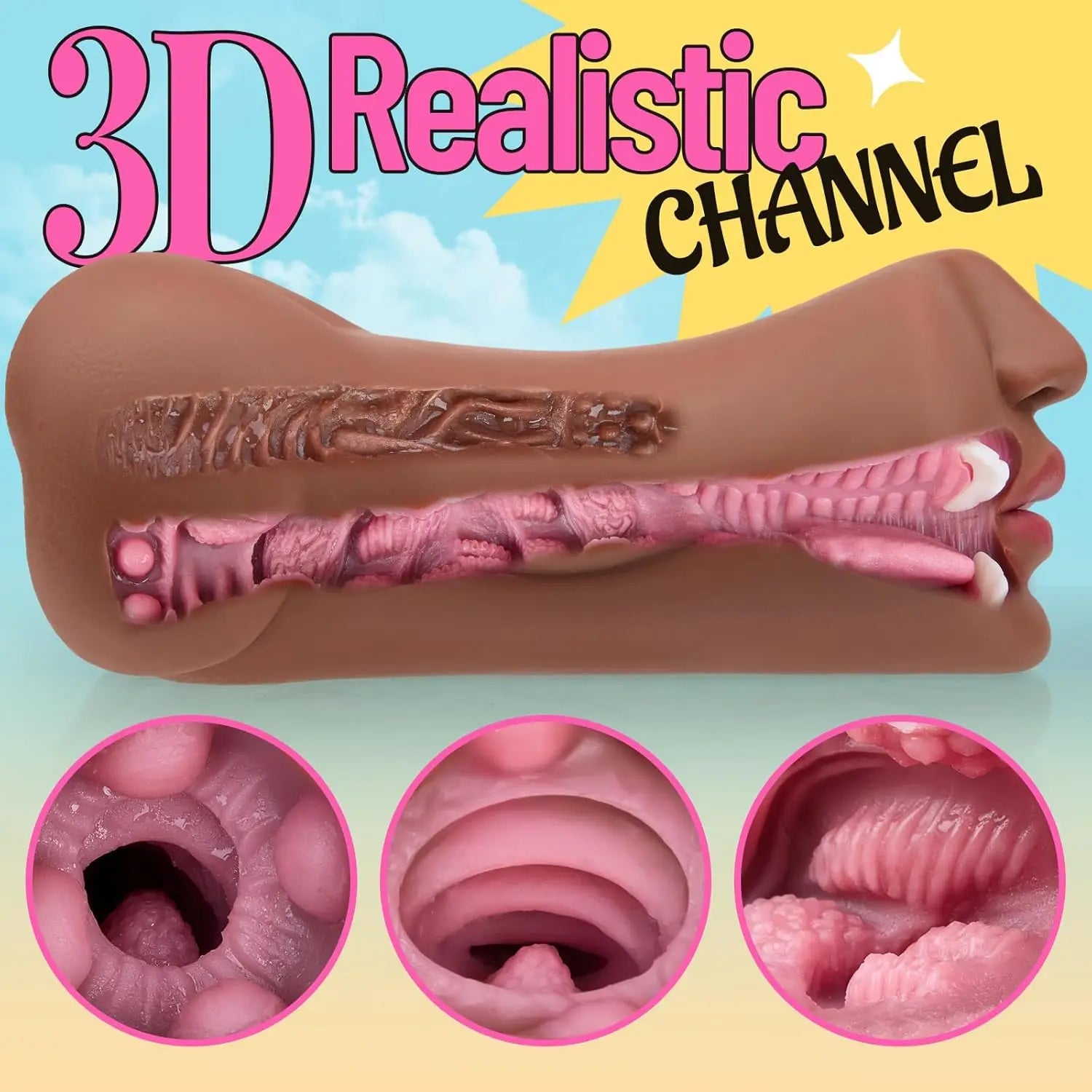3 in 1 Male Masturbator Realistic Vagina Anal Mouth Real Deep Throat Pussy Sex Toys++