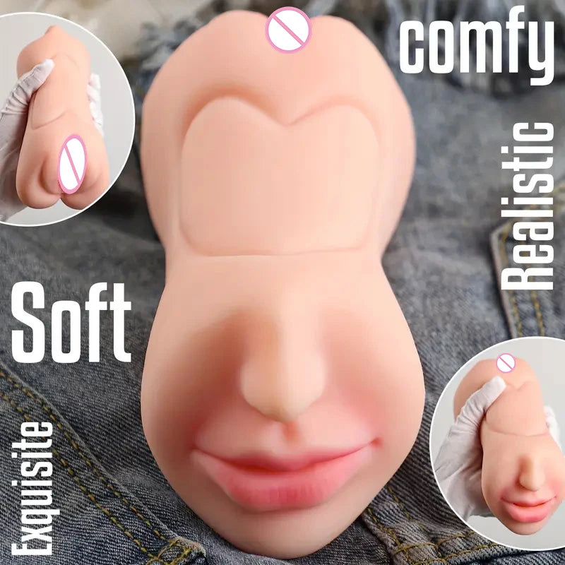 3 in 1 Realistic Male Masturbator with Pocket Pussy Vagina and Mouth Lifelike Sex Doll with Face TPE Portable Adult Sex Love Toy