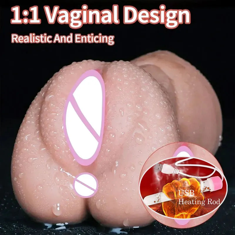 3 in 1 Realistic Male Masturbator with Pocket Pussy Vagina and Mouth Lifelike Sex Doll with Face TPE Portable Adult Sex Love Toy