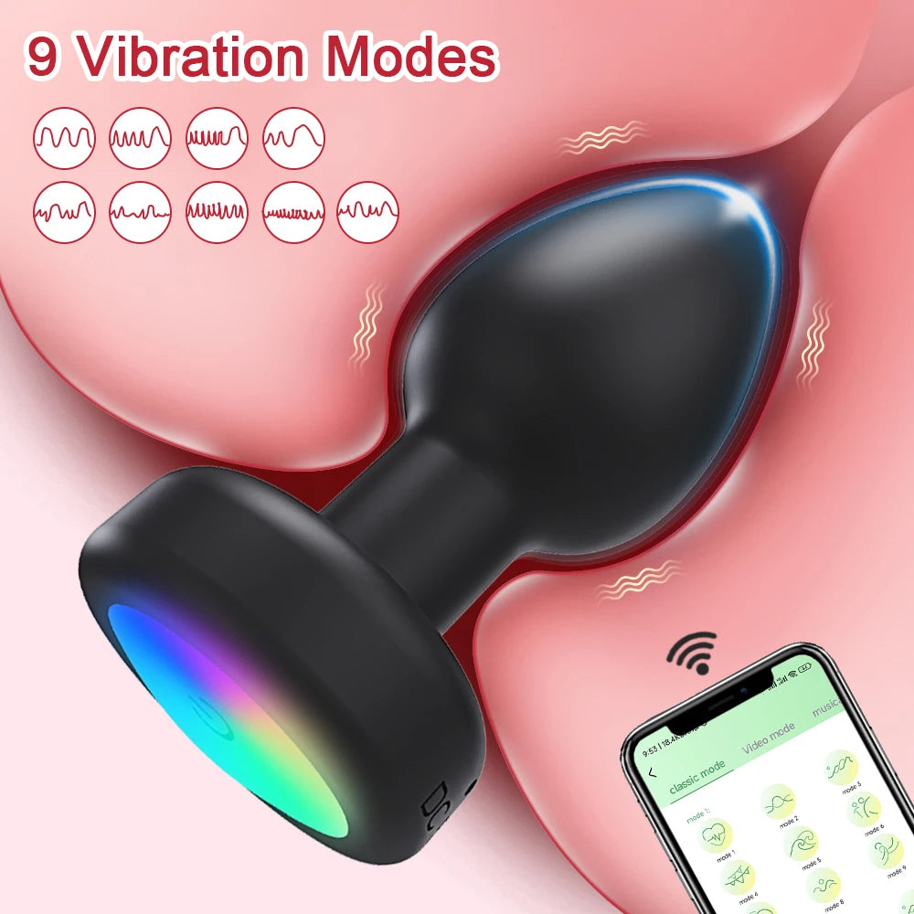 APP Control Anal Vibrator for Men Women LED Butt Plug Anal Plug Prostate Massager for Gay Adult Goods Sex Toy for Couples Game