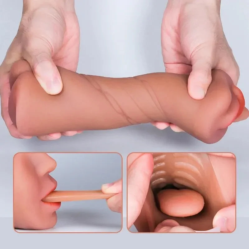 3 IN 1 Artificial Vagina for Men Masturbator Cup Deep Throat Real Oral Male Masturbation Blowjob Anal Clit Silicone Sex Toys 18+