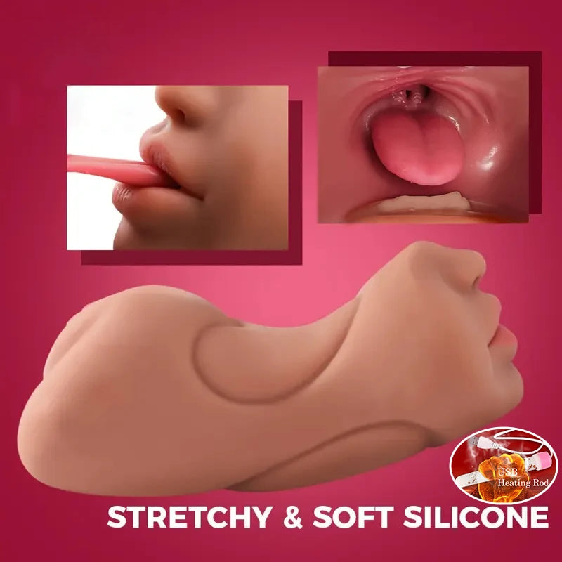 3 in 1 Realistic Male Masturbator with Pocket Pussy Vagina and Mouth Lifelike Sex Doll with Face TPE Portable Adult Sex Love Toy