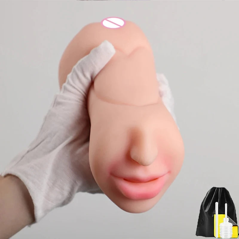 3 in 1 Realistic Male Masturbator with Pocket Pussy Vagina and Mouth Lifelike Sex Doll with Face TPE Portable Adult Sex Love Toy
